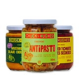 Chuck Hughes trio – pick any 3 jars: Spicy Mustard Coleslaw, Mild Antipasto and Mild Sun-Dried Tomato Spread