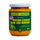 Chuck Hughes Spicy Mustard Coleslaw 375ml mustard slaw relish — front of jar on transparent background