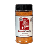 Chuds BBQ SweetCheeks 309g sweet maple BBQ rub — front of shaker on transparent background