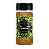 Coast n Smoke Bahia Barrels rub 150g, front of shaker on transparent background