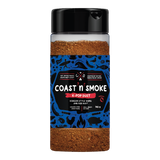 Coast n Smoke K-Pop Dust Korean BBQ rub 150g, front of shaker on transparent background