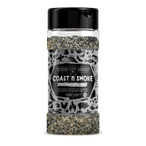 Coast n Smoke Surf Paddle Grill SPG seasoning 170g, front of shaker on transparent background