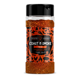 Coast n Smoke The Rip rub 200g, front of shaker on transparent background