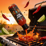 Cobra Chilli Summer Sizzle Chilli Sauce Medium 250ml Hot Sauce — dynamic fresh chilli splash action shot