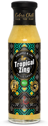 Cobra Chilli Tropical Zing Chilli Sauce Mild 250ml Hot Sauce — transparent bottle cutout