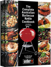 Complete Australian Barbecue Kettle Cookbook by McDonald & Kirkwood hardback cookbook — front cover, red kettle