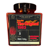 DC Cartel 1983 Extra Hot Carolina Reaper crispy chilli oil 268g, front of jar on transparent background