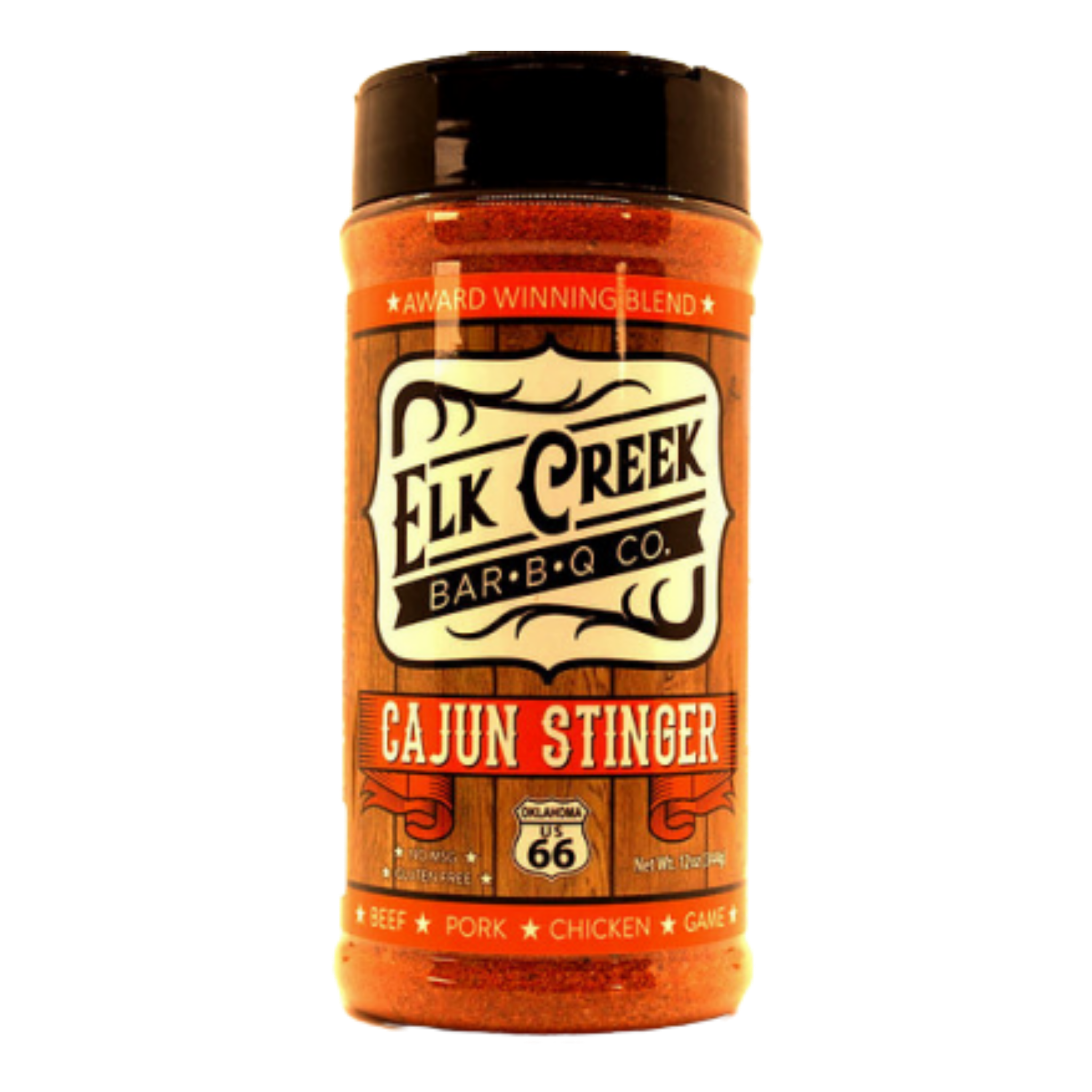 Elk Creek Cajun Stinger Seasoning 340g seasoning, front of pack on transparent background