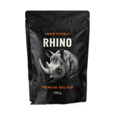 Ember Republic Rhino Veld & Tide Fire seafood BBQ rub 200g pouch — front on transparent background