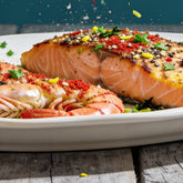 Prawns and salmon seasoned with Ember Republic Rhino Veld & Tide Fire
