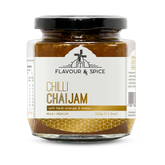 Flavour & Spice Chilli Chai Jam 330g citrus chai chilli jam — front of jar on transparent background