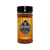 Four Monkeys BBQ Chicken Rub 260g barbecue rub — front of shaker on transparent background