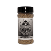 Four Monkeys BBQ Home Base Rub 300g all-purpose barbecue seasoning — front of shaker on transparent background