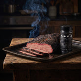 Four Saucemen The Black Rub - smoked brisket with a dark black bark and smoke ring