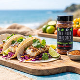 Four Saucemen Hawkes Bay Lime and Ancho Chilli Rub - grilled fish tacos with lime and slaw