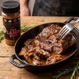 Four Saucemen The Lamb Rub - pull-apart lamb shoulder in a cast-iron dish