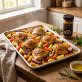 Four Saucemen The Rub - sheet-pan roast chicken thighs and vegetables