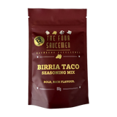 Four Saucemen Birria Taco Seasoning Mix 80g, front of burgundy pouch