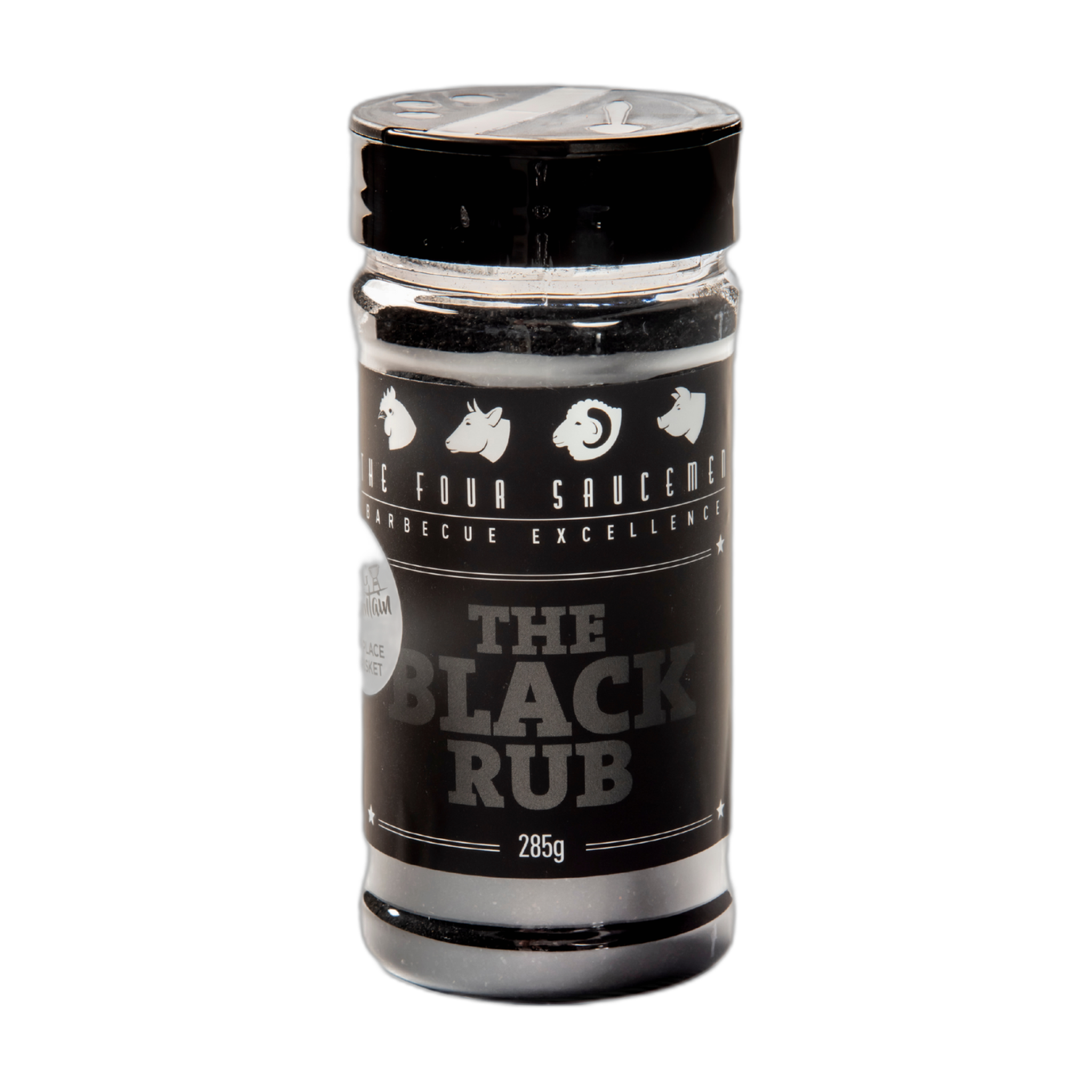 Four Saucemen The Black Rub 300g beef BBQ rub, front of jar