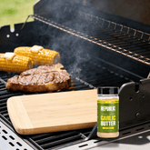 Republic Garlic Butter gluten-free BBQ rub - action lifestyle shot