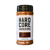 Hardcore Carnivore Cajun Rub — front of shaker on transparent background