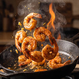 Hardcore Carnivore Cajun Rub — Cajun prawns tossed in a hot cast-iron skillet