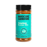 Hardcore Carnivore Cowboy Butter Mix 255g — front of shaker on transparent background