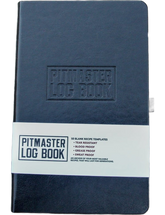 Pitmaster's Logbook by Jess Pryles stone paper logbook — closed black cover with elastic band