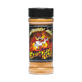 Heavenly Hell Cluckin Hell hot chicken rub 150g — front of the shaker on transparent background