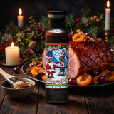 Christmas Candy apricot cherry rum ham glaze styled on a festive table