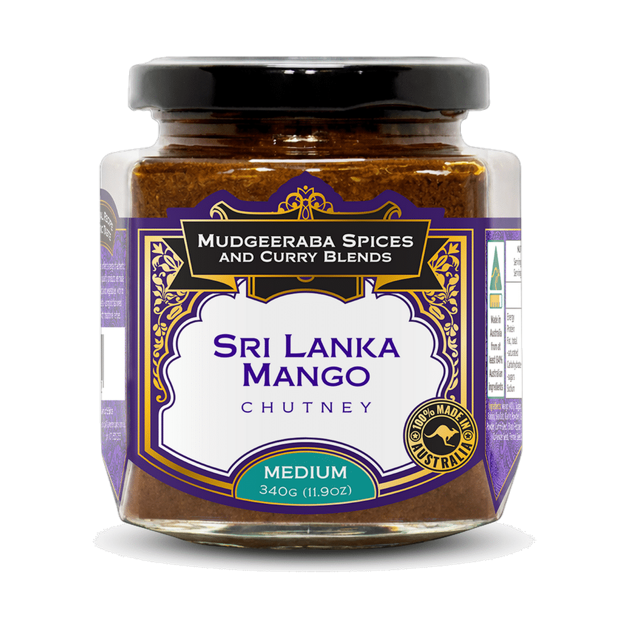 Mudgeeraba Spices Sri Lanka Mango Chutney Medium 340g jar front