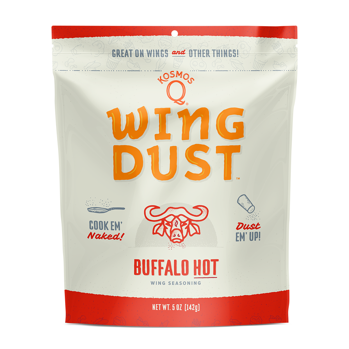 Kosmos Q Buffalo HOT Wing Dust – 142g product front label