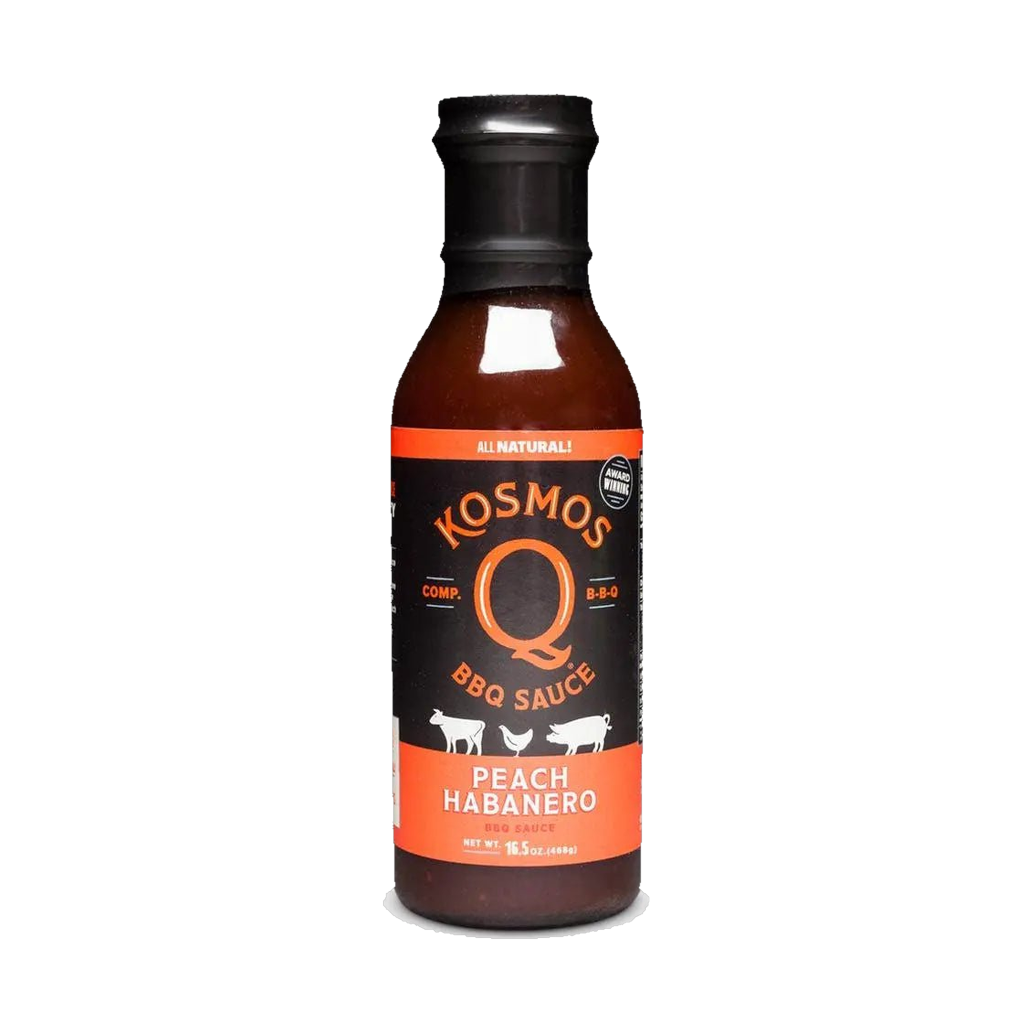 Kosmos Q Peach Habanero BBQ Sauce – 468g product front label
