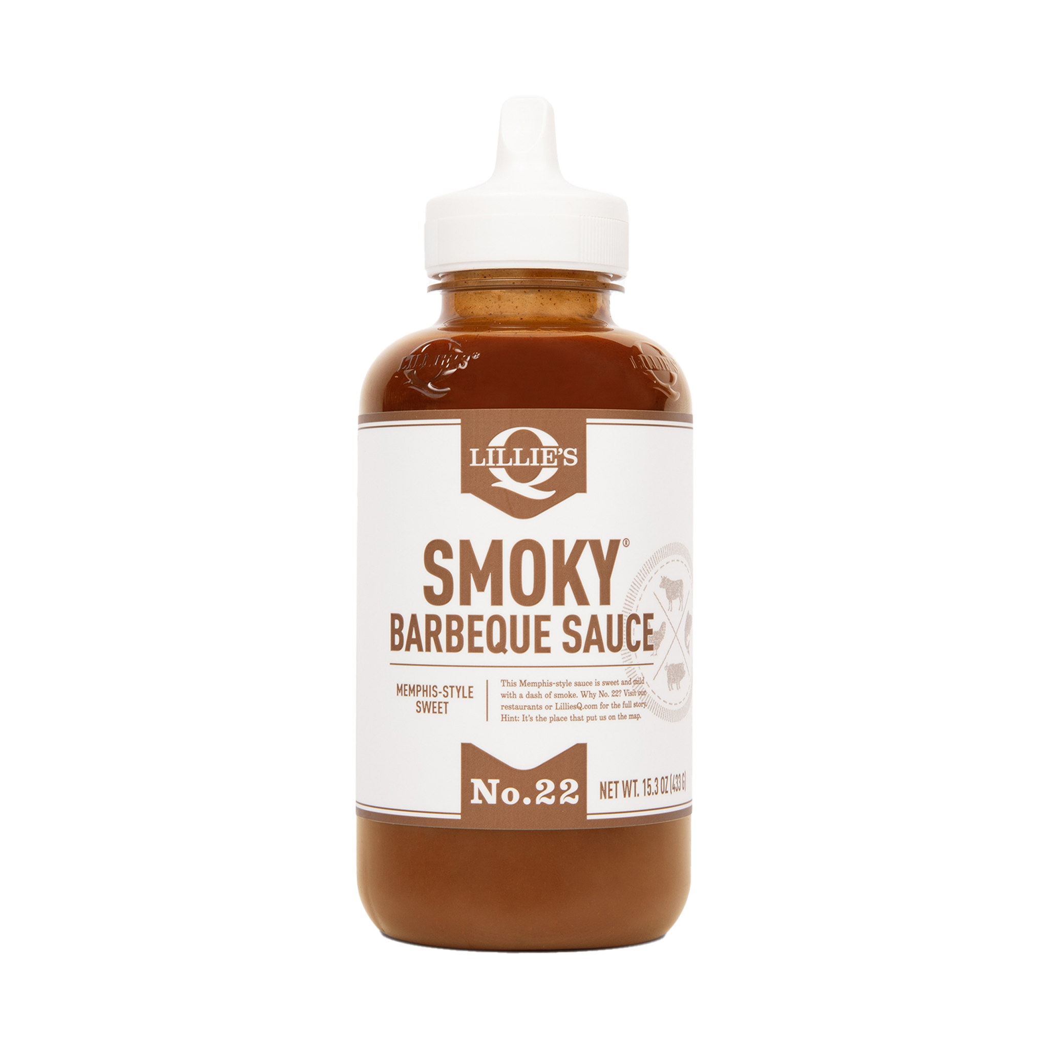 Lillie's Q Smoky Barbeque Sauce 380ml BBQ sauce — front of squeeze bottle on transparent background