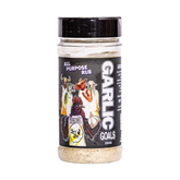 Low n Slow Basics Garlic Goals all-purpose seasoning 260g, front of shaker on transparent background