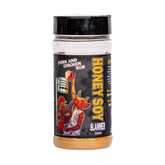 Low n Slow Basics Honey Soy Slammer pork rub 250g, front of shaker on transparent background
