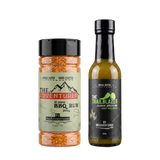 McAdventures The Expedition Pack — The Adventurer BBQ Rub and The Trailblazer Sweet Chilli Sauce shown together in true relative proportion