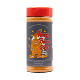 Meat Church Honey Bacon sweet BBQ rub 369g — front of shaker on transparent background
