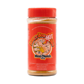 Meat Church Honey Hog Hot 340g sweet spicy BBQ rub — front of shaker on transparent background