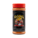 Meat Church The Gospel 354g all-purpose BBQ rub — front of shaker on transparent background