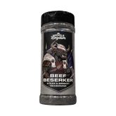 Middle Kingdom Beef Berserker 170g steak and brisket seasoning — front of shaker on transparent background