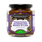 Mudgeeraba Spices Traditional Queensland Mango & Lime Chutney Mild 300g jar, front label
