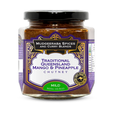 Mudgeeraba Spices Traditional Queensland Mango & Pineapple Chutney Mild 300g jar, front label