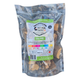 Natural Smoke BBQ Woods Olive wood chunks 1kg bag — front of bag on transparent background