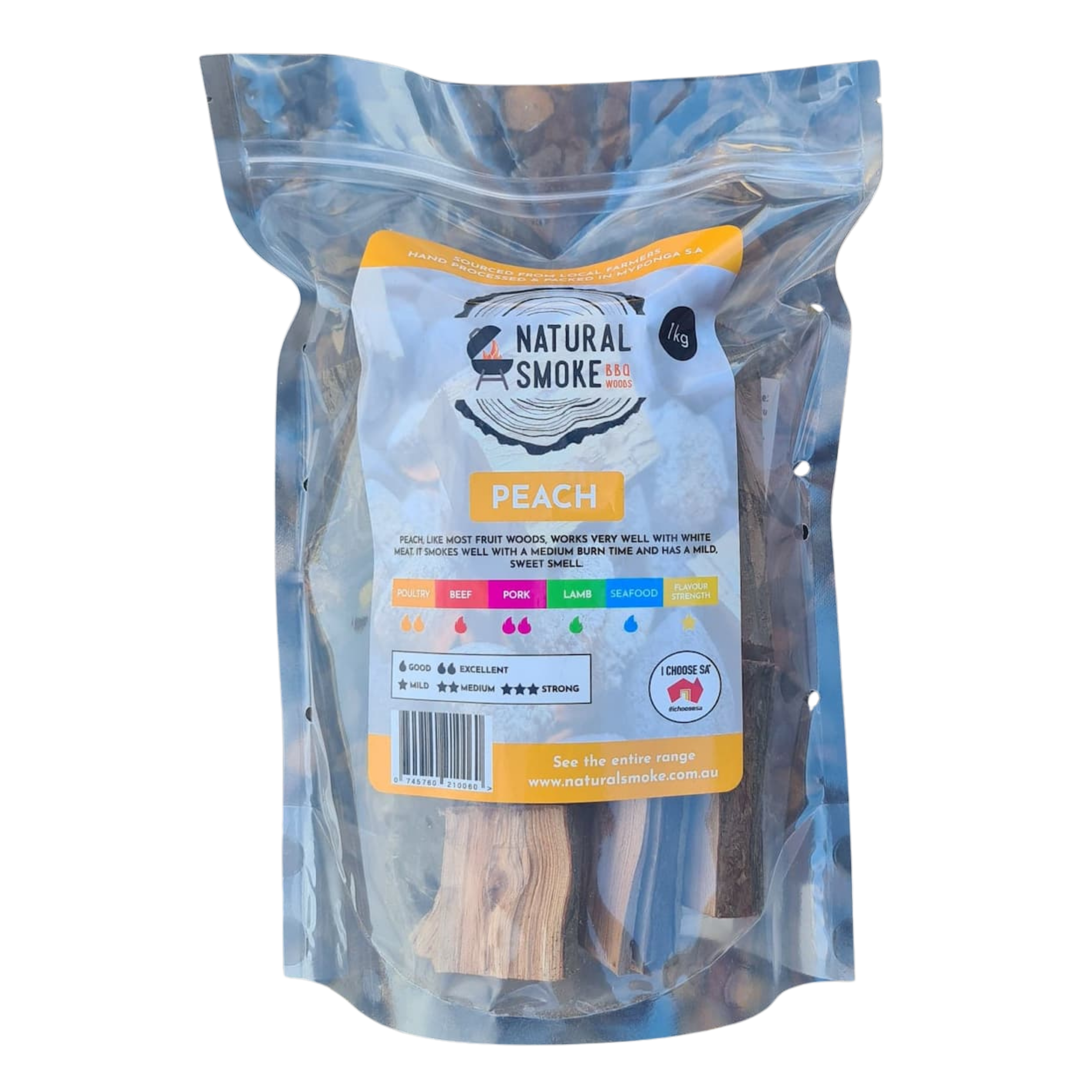 Natural Smoke BBQ Woods Peach wood chunks transparent cutout