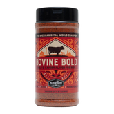 Plowboys BBQ Bovine Bold Rub 340g — front of shaker on transparent background
