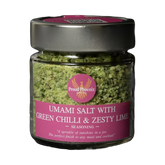 Proud Phoenix & Co Umami Salt with Green Chilli & Zesty Lime 150g — front of jar on a transparent background