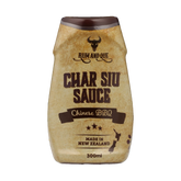Rum and Que Char Siu Chinese BBQ sauce 300ml, front of bottle on transparent background