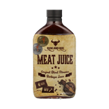 Rum and Que Meat Juice BBQ sauce and glaze 500ml, front of bottle on transparent background