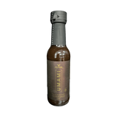 Rum and Que Umami Port & Black Garlic finishing sauce 150ml, front of bottle on transparent background